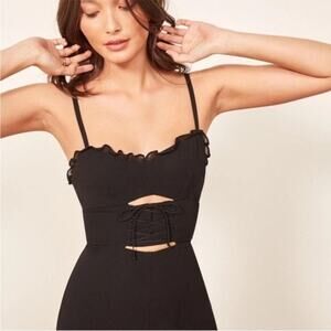 Reformation Fergie Black Cutout Lace Up Jumpsuit Size 6